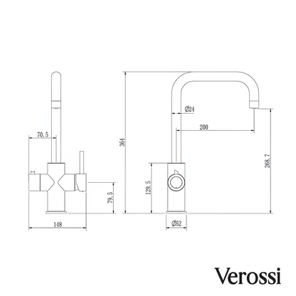 Instant Boiling Water Tap – 3-in-1 Design with Brushed Gold Color
