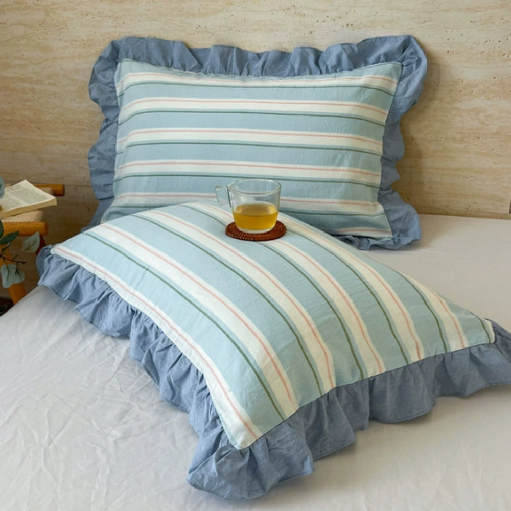 Charming Striped Lace Pillowcases in Various Shades