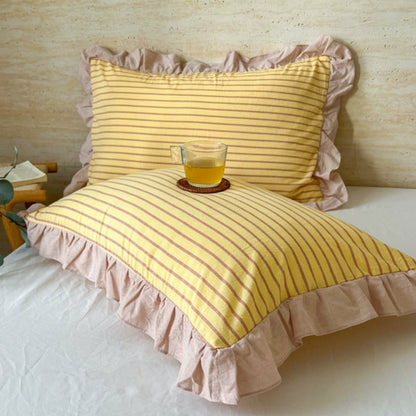 Charming Striped Lace Pillowcases in Various Shades