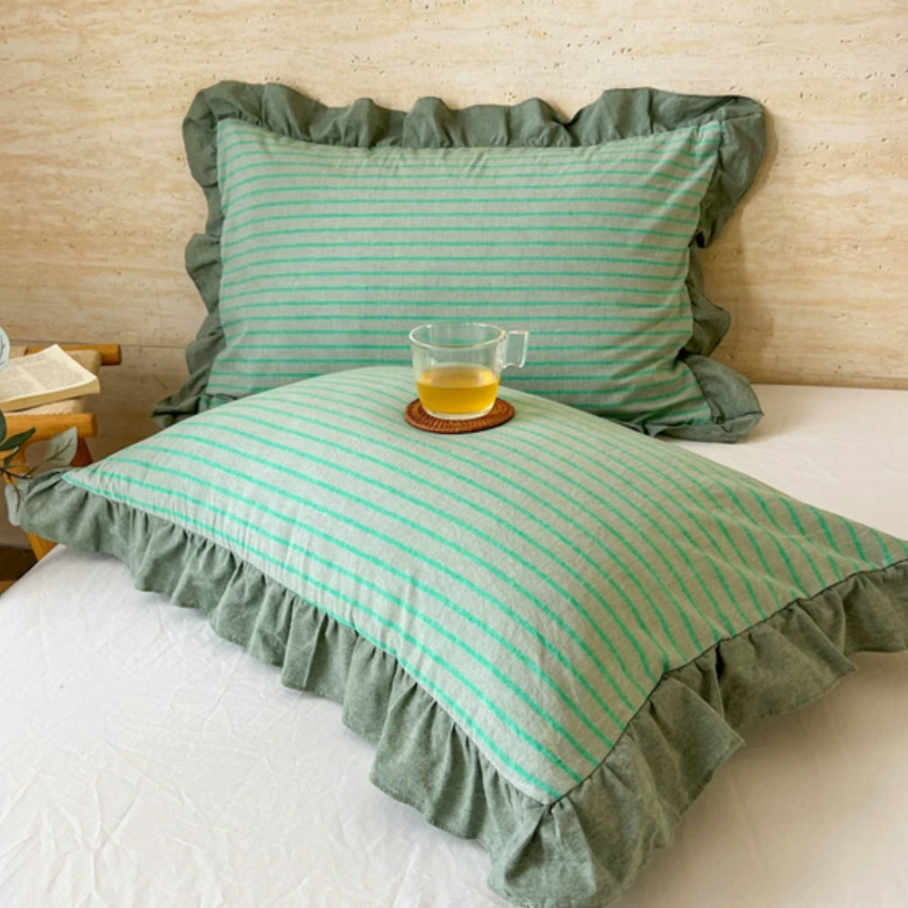 Charming Striped Lace Pillowcases in Various Shades