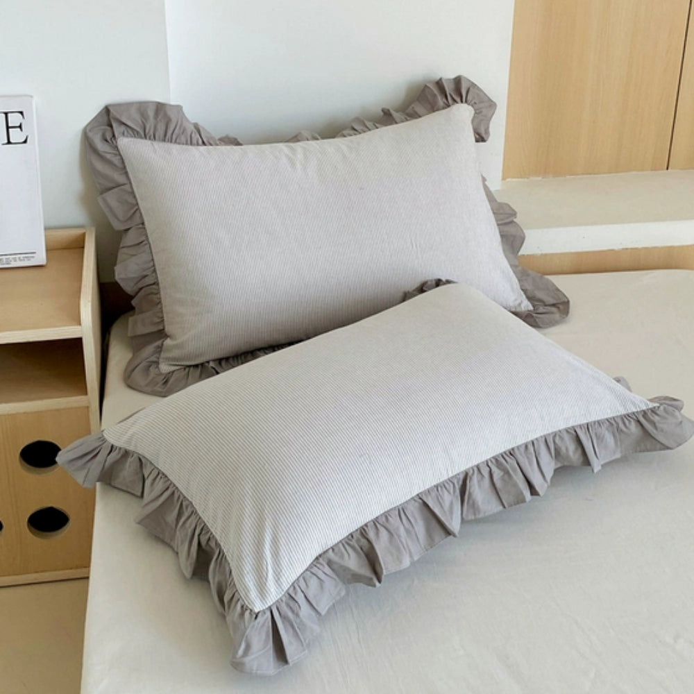 Charming Striped Lace Pillowcases in Various Shades
