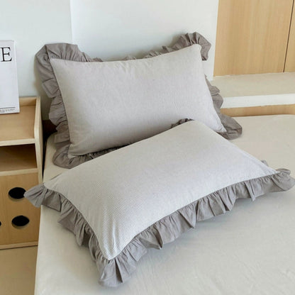 Charming Striped Lace Pillowcases in Various Shades