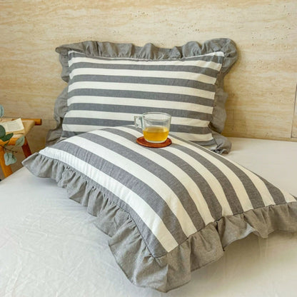 Charming Striped Lace Pillowcases in Various Shades
