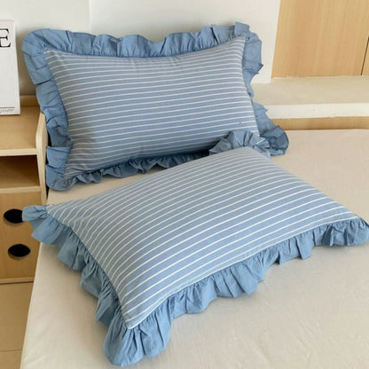 Charming Striped Lace Pillowcases in Various Shades