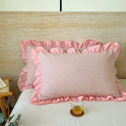 Charming Striped Lace Pillowcases in Various Shades
