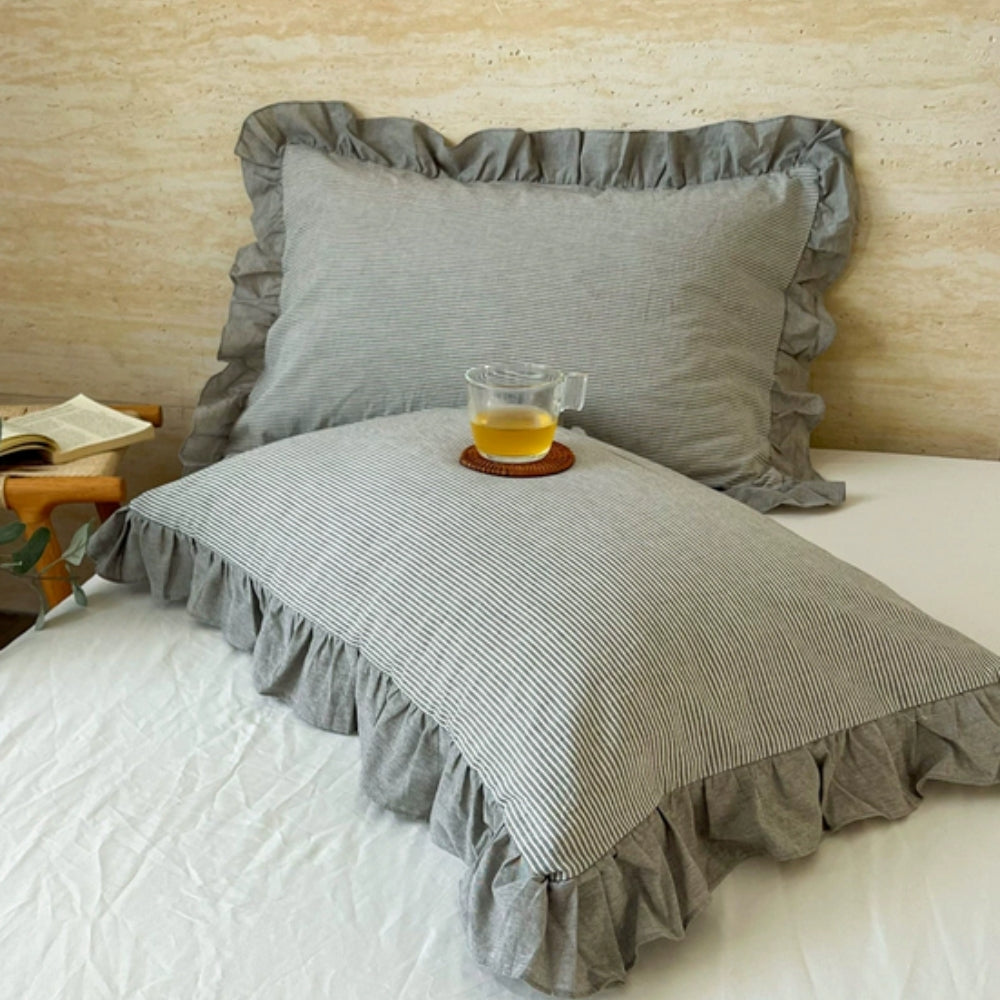 Charming Striped Lace Pillowcases in Various Shades
