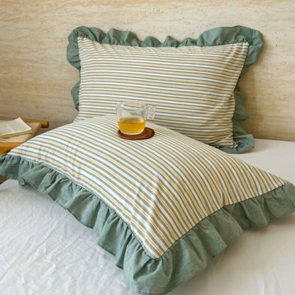 Charming Striped Lace Pillowcases in Various Shades