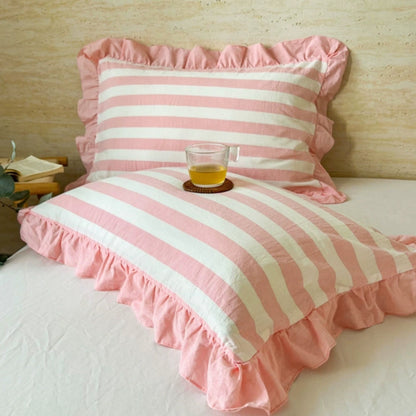 Charming Striped Lace Pillowcases in Various Shades