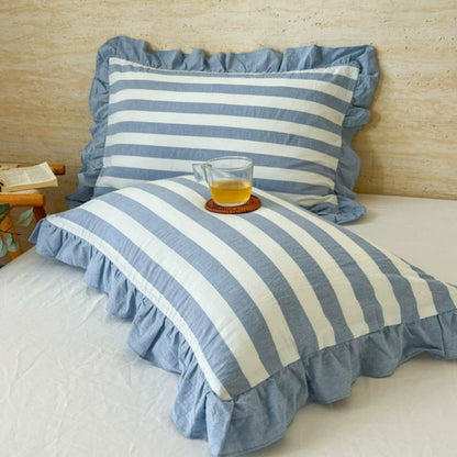 Charming Striped Lace Pillowcases in Various Shades