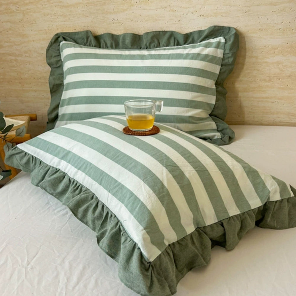 Charming Striped Lace Pillowcases in Various Shades