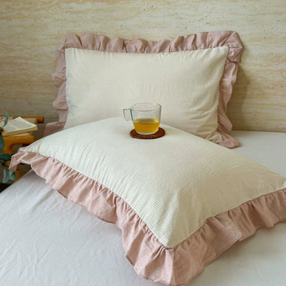 Charming Striped Lace Pillowcases in Various Shades