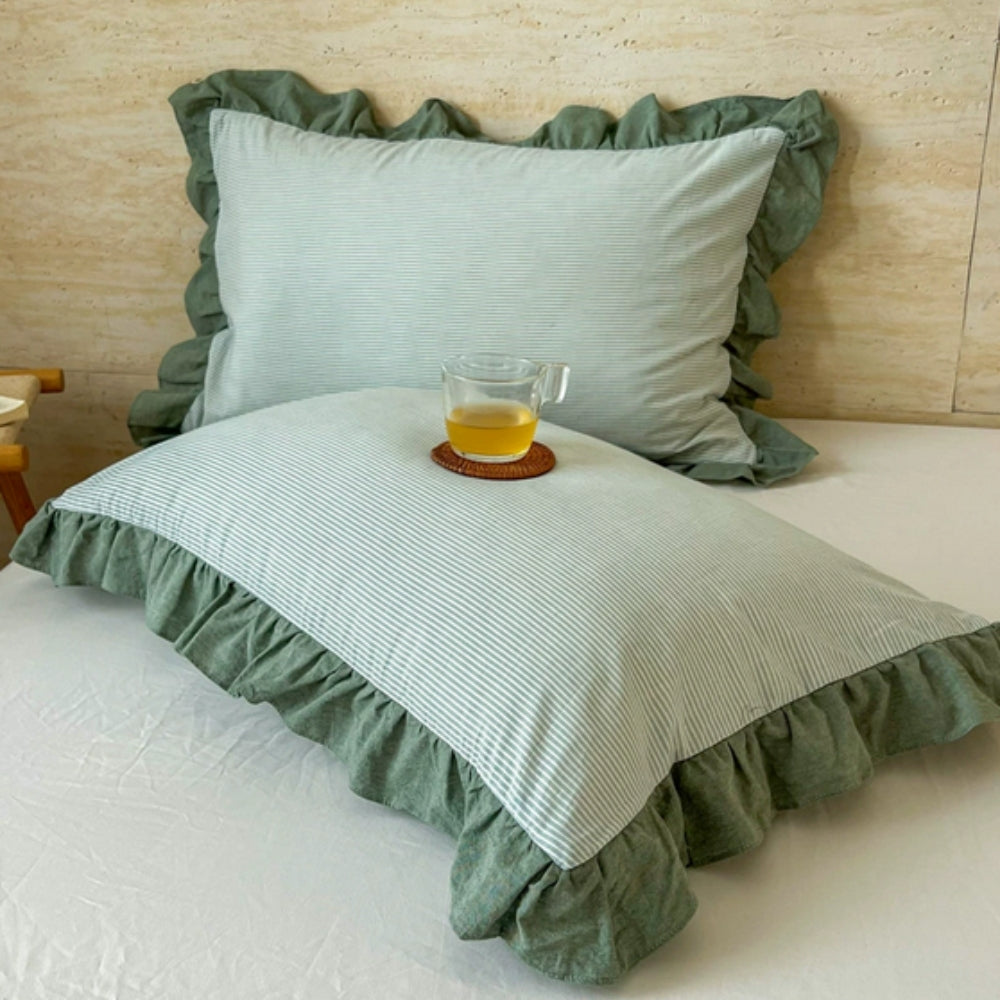 Charming Striped Lace Pillowcases in Various Shades