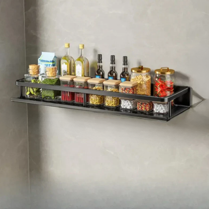 Wall-Mounted Kitchen Organizer Shelf with Towel Rack