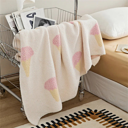 Charming Ice Cream-Inspired Soft Knit Blanket
