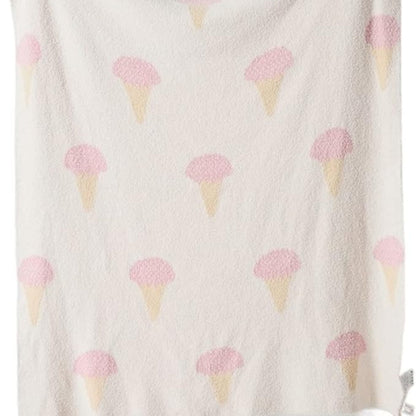 Charming Ice Cream-Inspired Soft Knit Blanket