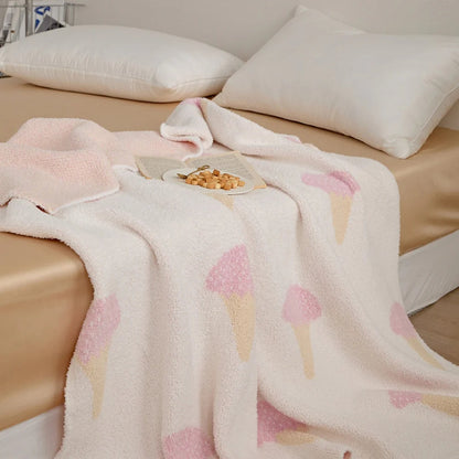 Charming Ice Cream-Inspired Soft Knit Blanket