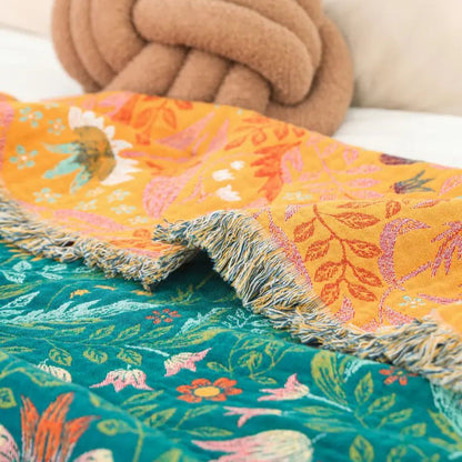 Nature's Embrace Reversible Cotton Throw