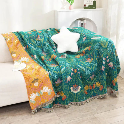 Nature's Embrace Reversible Cotton Throw