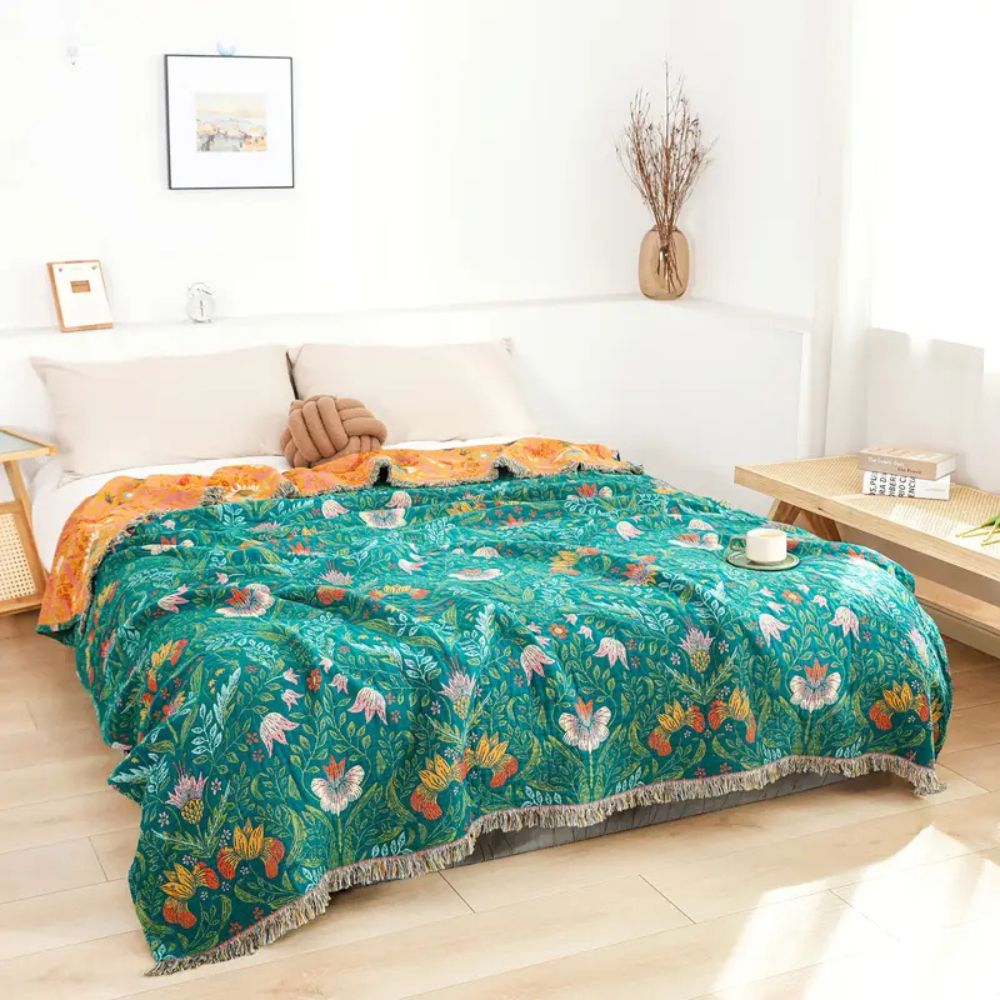 Nature's Embrace Reversible Cotton Throw