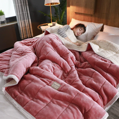 Cozy Winter Blanket | Soft Velvet & Lambswool | Machine Washable | Ideal for Fall & Winter