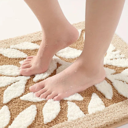 Serenity Leaf Design Bath Mat for Ultimate Comfort