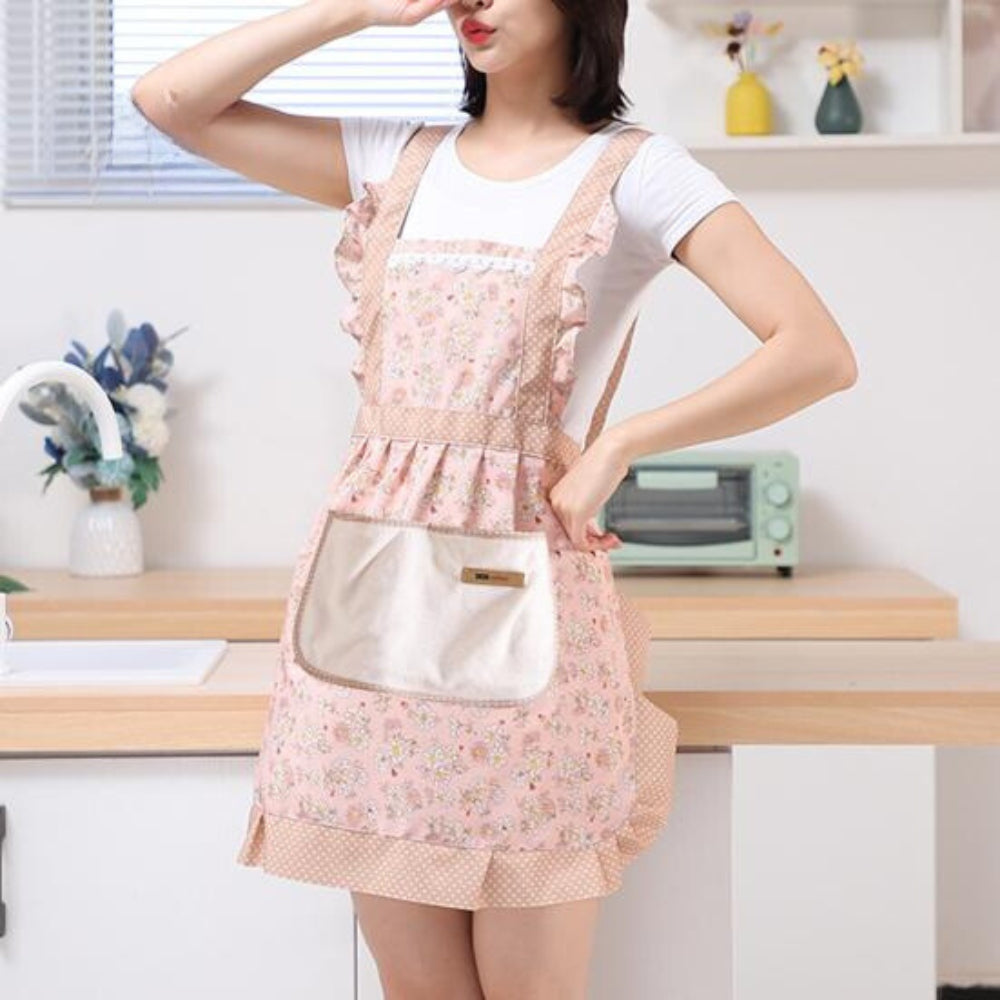Apron with Floral Design for Kitchen Use