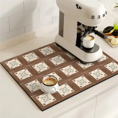 Charming Vintage-Style Coffee Mat for Effortless Clean-Up