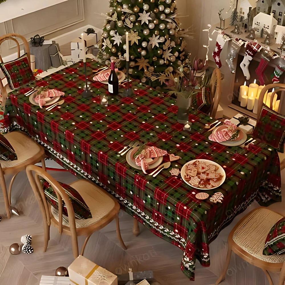 Cozy Crimson Holiday Chenille Table Cover