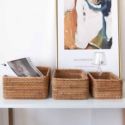 Elegant Rectangular Rattan Storage Solution