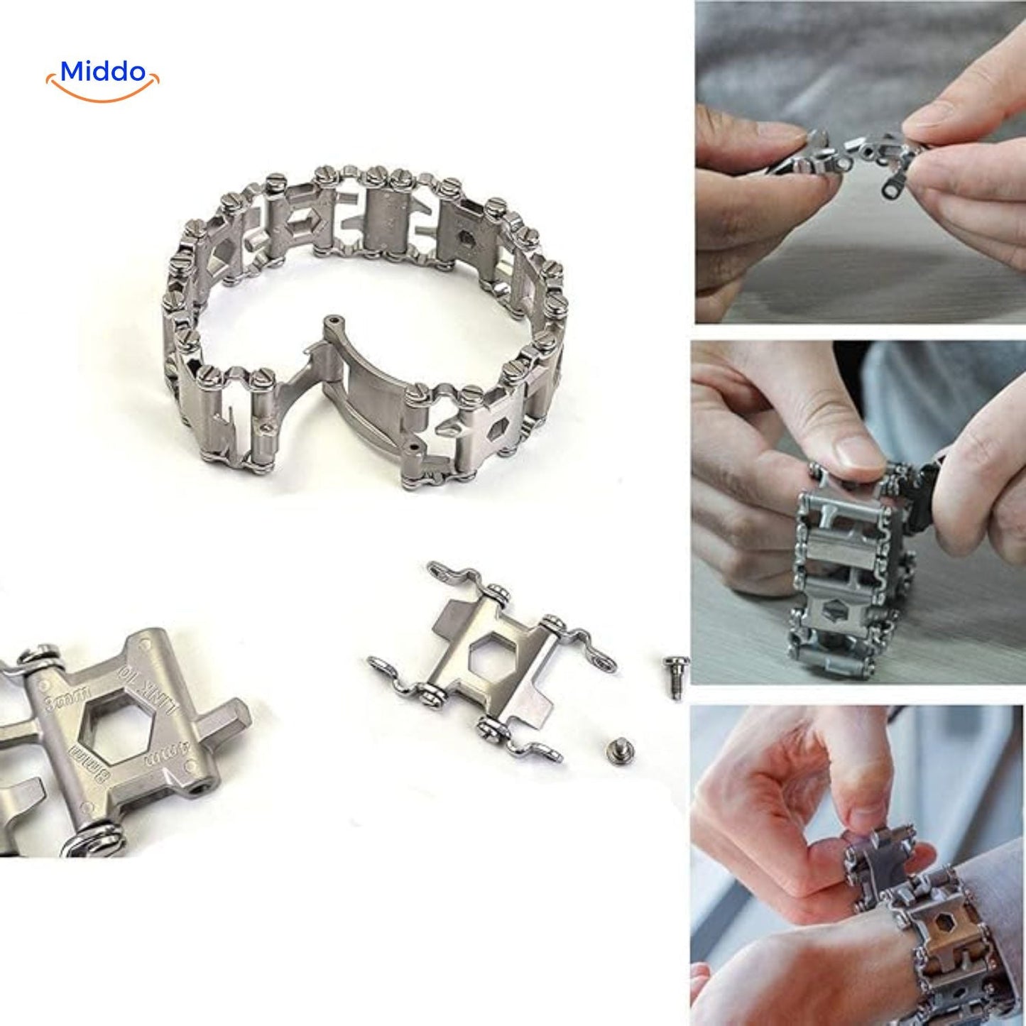 Stainless Steel Tool Bracelet | 29-in-1 Multi-Function Wristband for Any Task