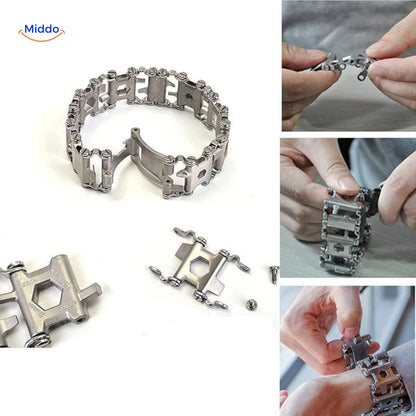 Stainless Steel Tool Bracelet | 29-in-1 Multi-Function Wristband for Any Task
