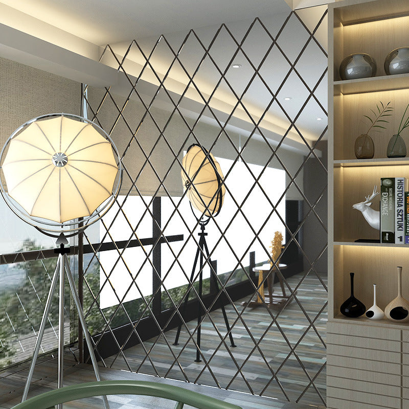 Diamond Mirror Sticker Set (17 Pieces) | Shatterproof & Self-Adhesive | Elegant Wall Décor in Mirror Finish | 50 × 50 cm