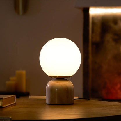 Modern Marble Table Lamp with Sphere Design and Warm Glow