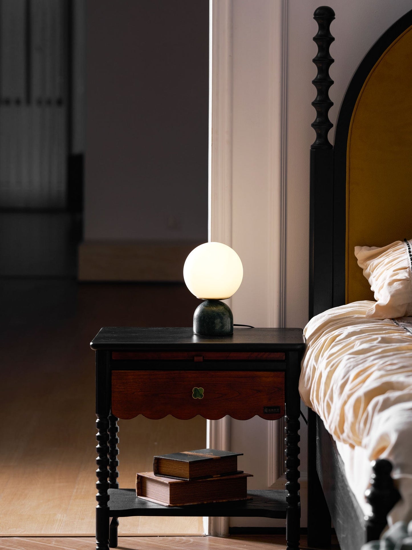 Modern Marble Table Lamp with Sphere Design and Warm Glow