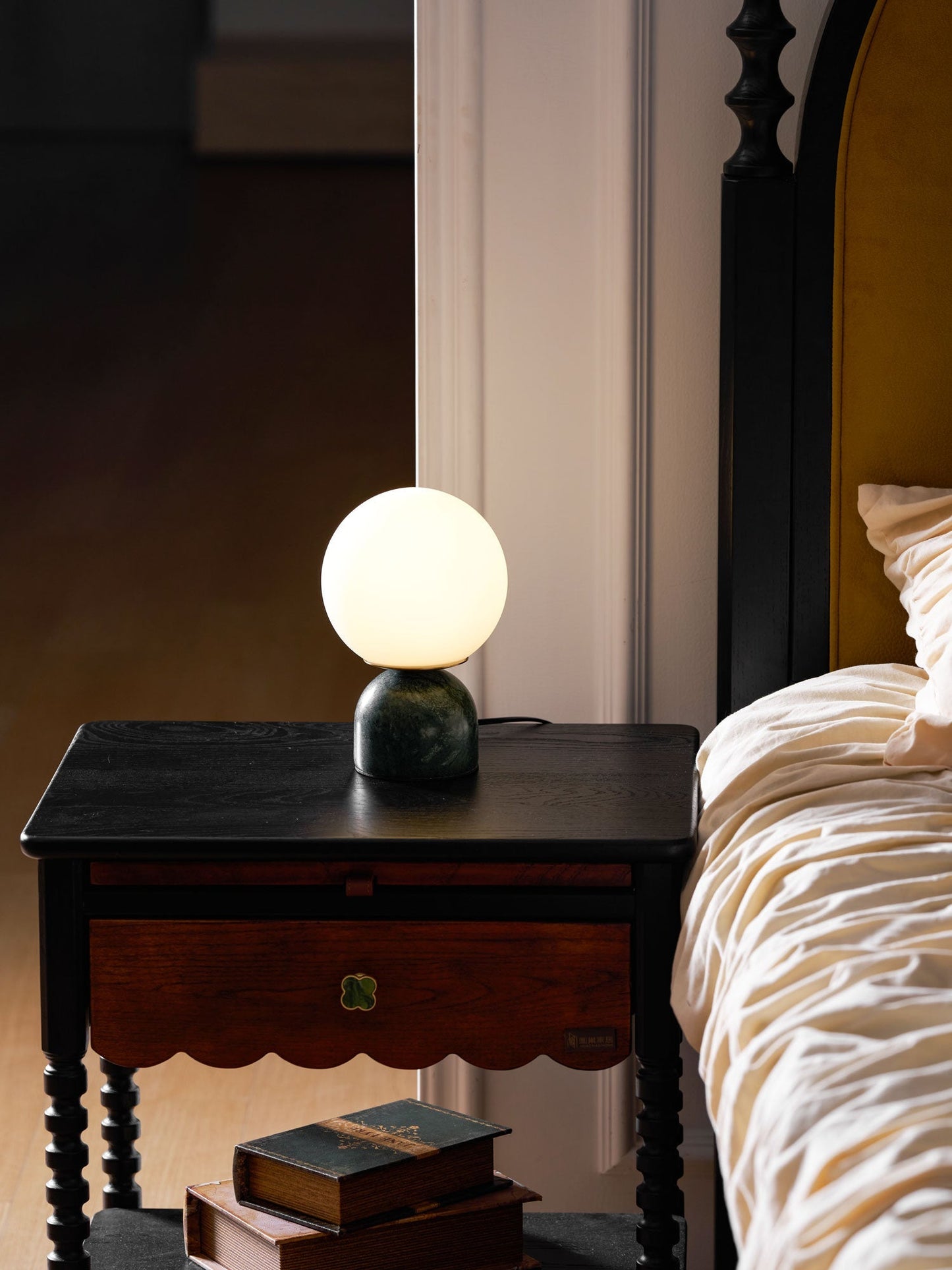 Modern Marble Table Lamp with Sphere Design and Warm Glow