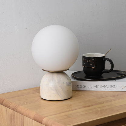 Modern Marble Table Lamp with Sphere Design and Warm Glow