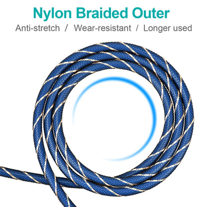 Adjustable 90-Degree Right Angle Nylon Woven Optical Audio Cable, 8m (Blue) - 360-Degree Rotatable Plug