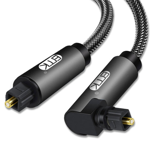 Adjustable 90 Degree Swivel Plug - 8m Nylon Woven Optical Audio Cable (Black)