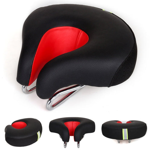 Nose-less Mountain Bike Saddle with Thick Soft Padding – Red