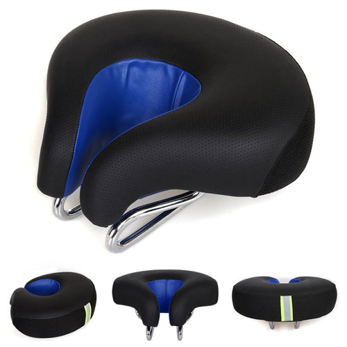 Noseless Mountain Bike Seat with Thick Cushion – Soft Blue Saddle
