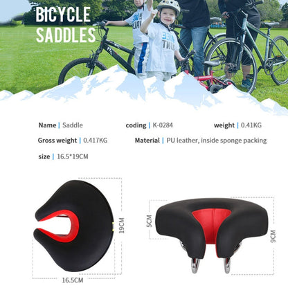 Nose-less Mountain Bike Saddle with Thick Soft Padding – Red