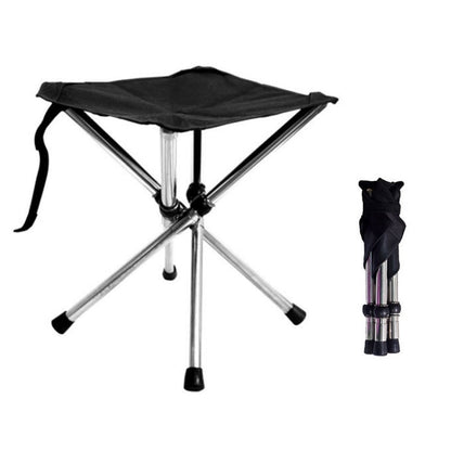 Portable Folding Stool for Camping, Beach, Fishing - Stainless Steel, Size L