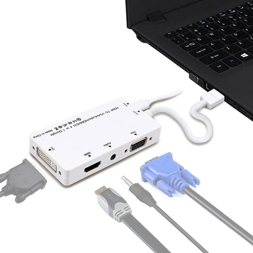 HDTV Monitor Cable with HDMI, VGA, DVI Connections – White