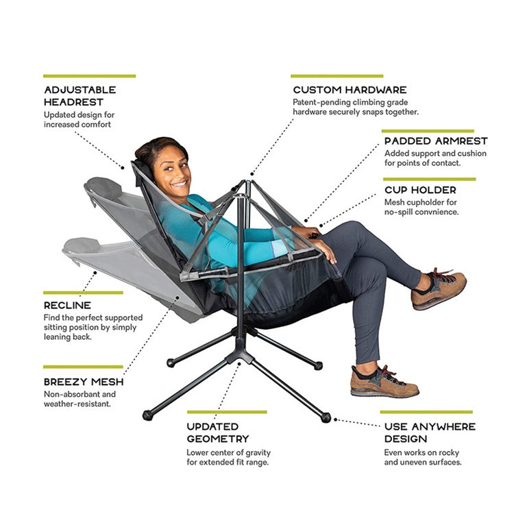 Portable Folding Rocking Chair for Outdoors – Grey