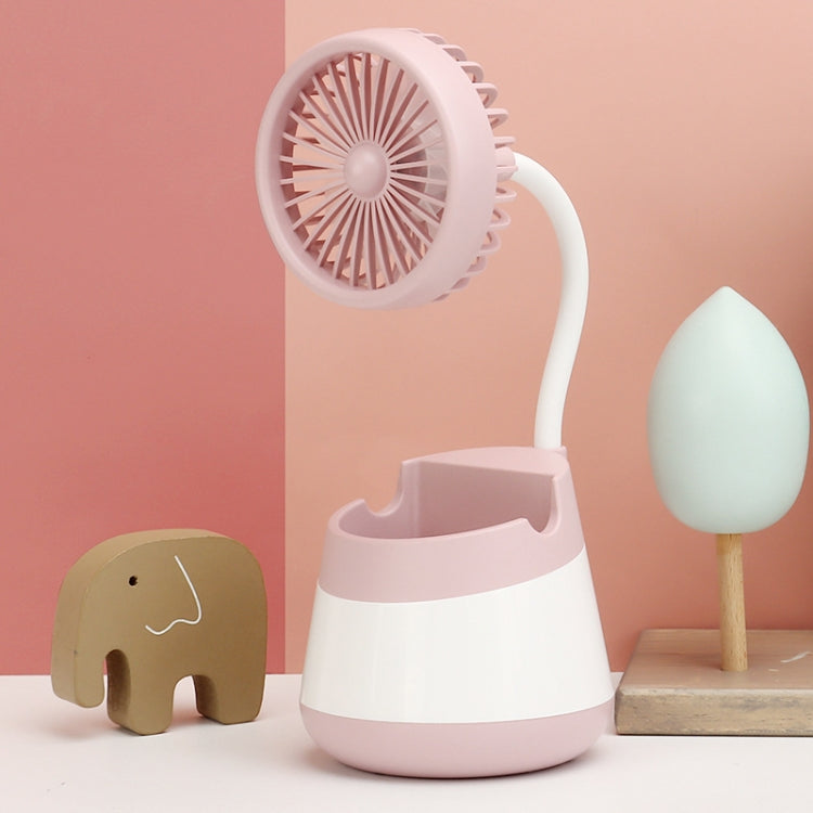 Portable Desktop Fan with Phone Holder Function - USB Charging (Pink)