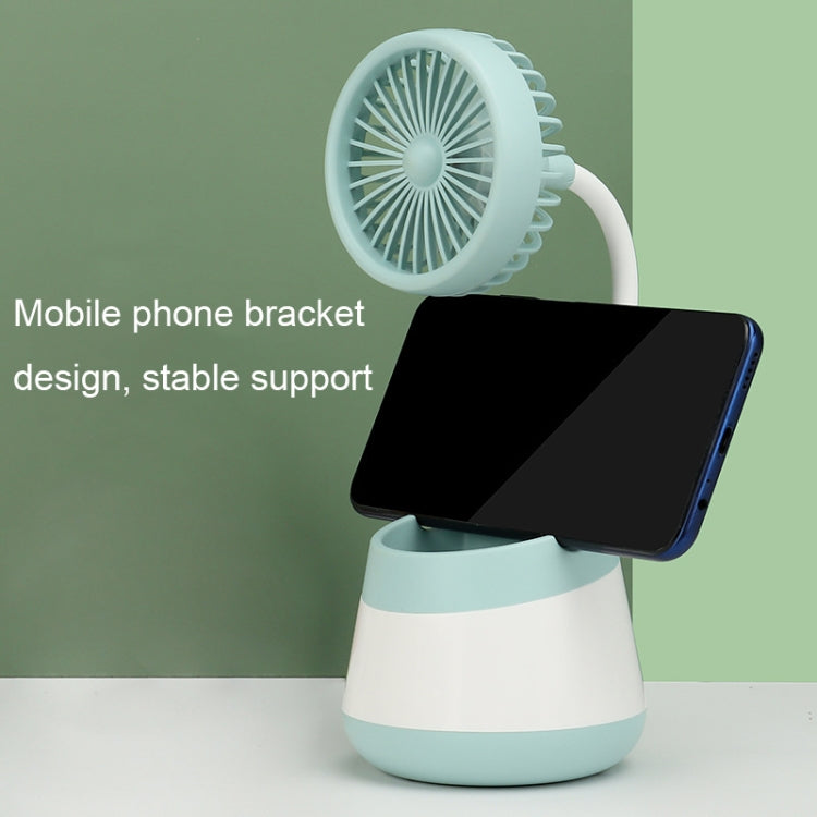 Portable Desktop Fan with Phone Holder Function - USB Charging (Pink)
