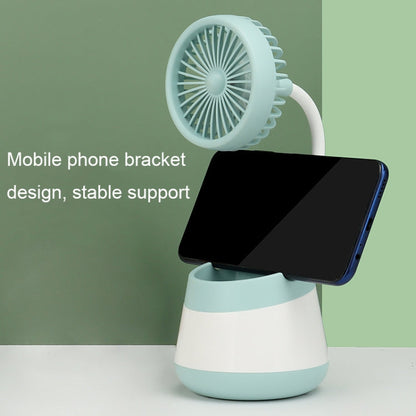 Portable Desktop Fan with Phone Holder Function - USB Charging (Pink)