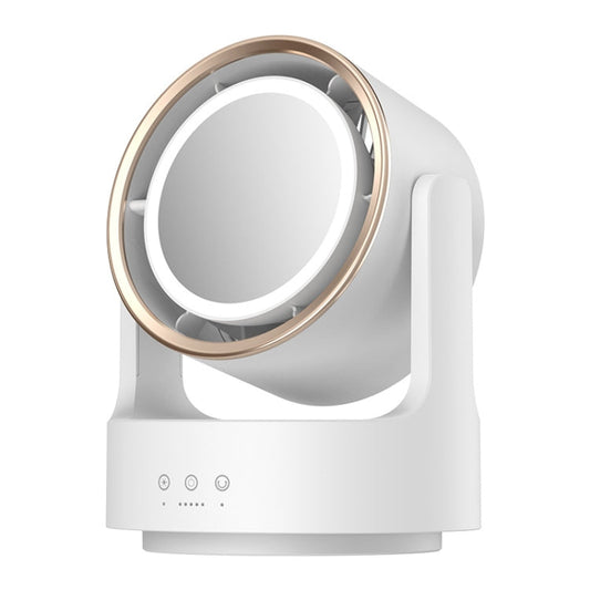 All-in-One Rechargeable Desktop Fan with LED Light & Mirror