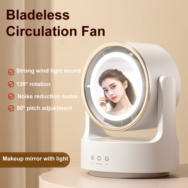 Multifunctional Desktop Fan with LED Light and USB Plug - 3 in 1 with Mirror