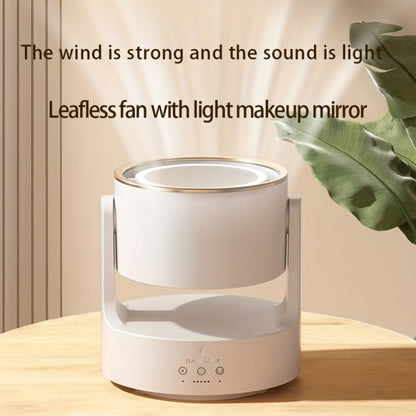 Multifunctional Desktop Fan with LED Light and USB Plug - 3 in 1 with Mirror